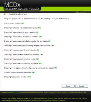 インストール事前チェック画面